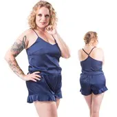 Posta BLEU - Top & short satiné L/XL