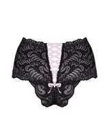 Perla - Shorty noir satin rose - TU