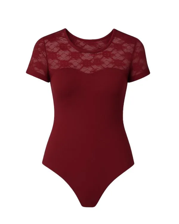 Salomé - Body Manches Courtes ROUGE