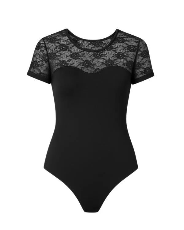 Salomé - Body Manches Courtes NOIR