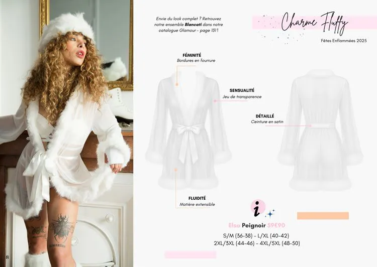 Elsa Peignoir Fourrure BLANC - S/M