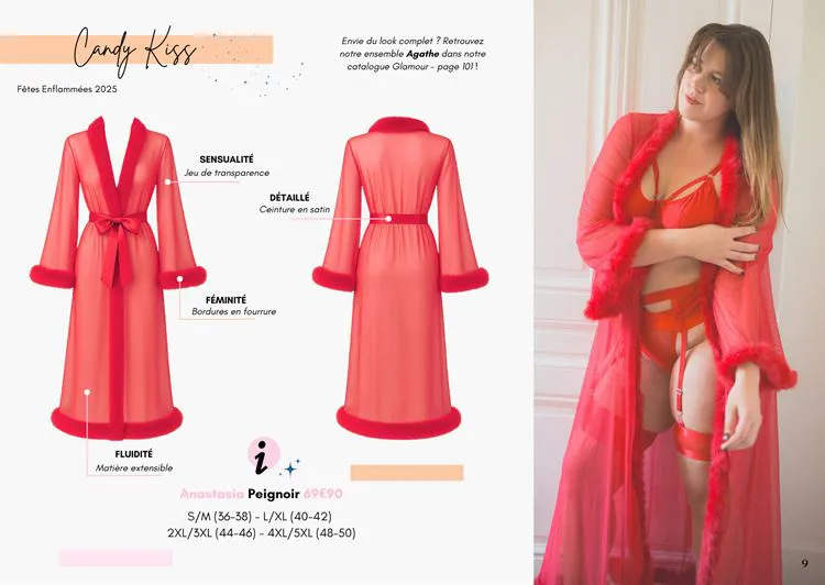 Anastasia peignoir Fourrure ROUGE-S/M