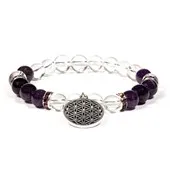 Bracelet Fleur de Vie Améthyste/Cristal de roche