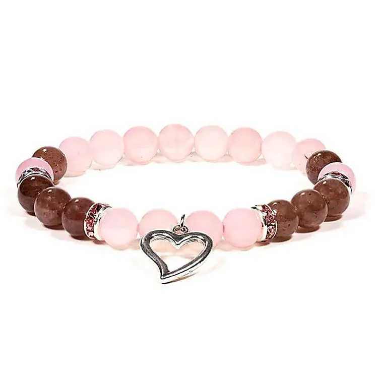 Quartz rose - Bracelet Coeur