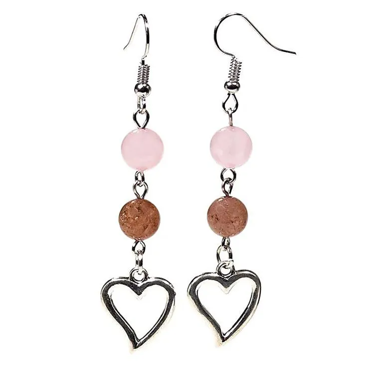 Quartz rose pendante - BO Coeur