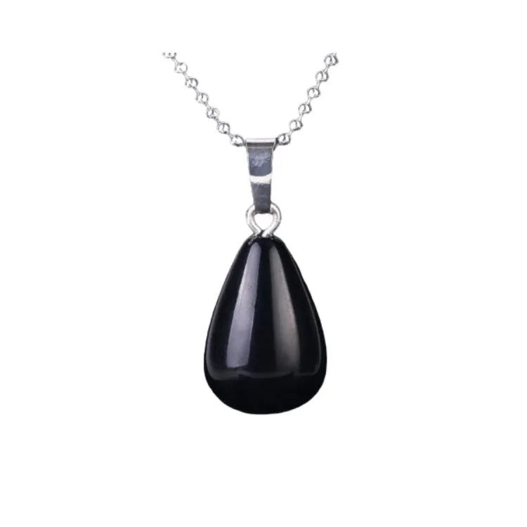 Litho - Pendentif goutte - Onyx noir