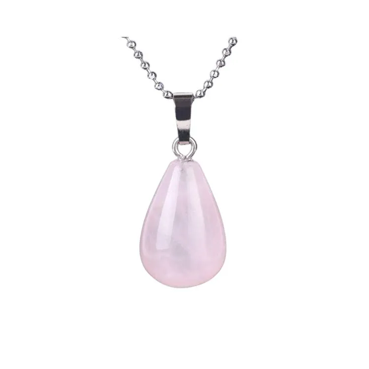 Litho - Pendentif goutte - Quartz rose