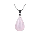 Litho - Pendentif goutte - Quartz rose