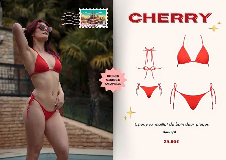 Cherry - Maillot de bain 2p rouge-S/M