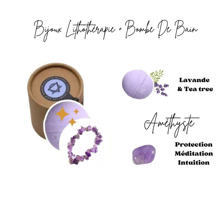 Bombe de bain lithothérapie - VIOLET Améthyste